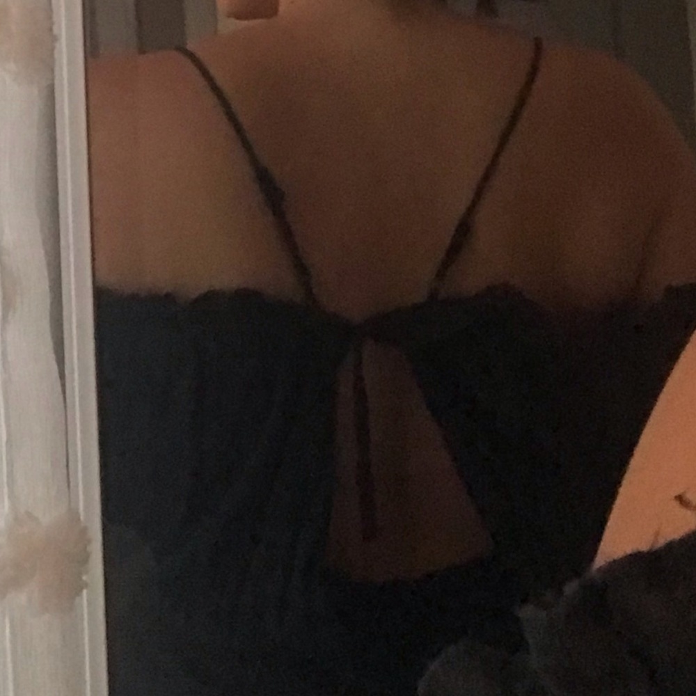 Black Ruffle Romper w/ Keyhole Back - Picture 3 of 3